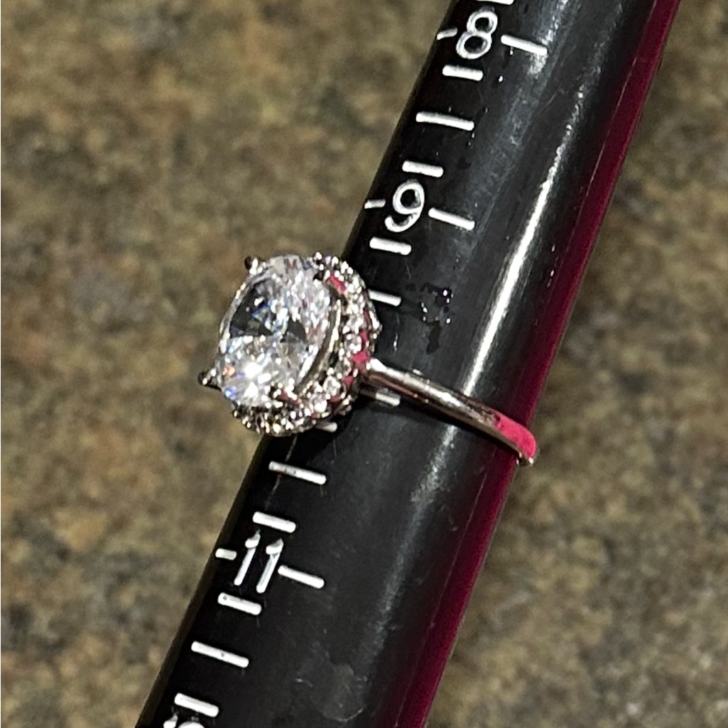 Diamonique 5ct Oval Halo Silver Ring Size 10 36$